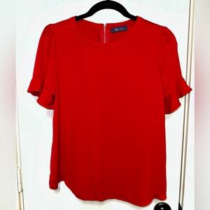 Red short sleeve blouse